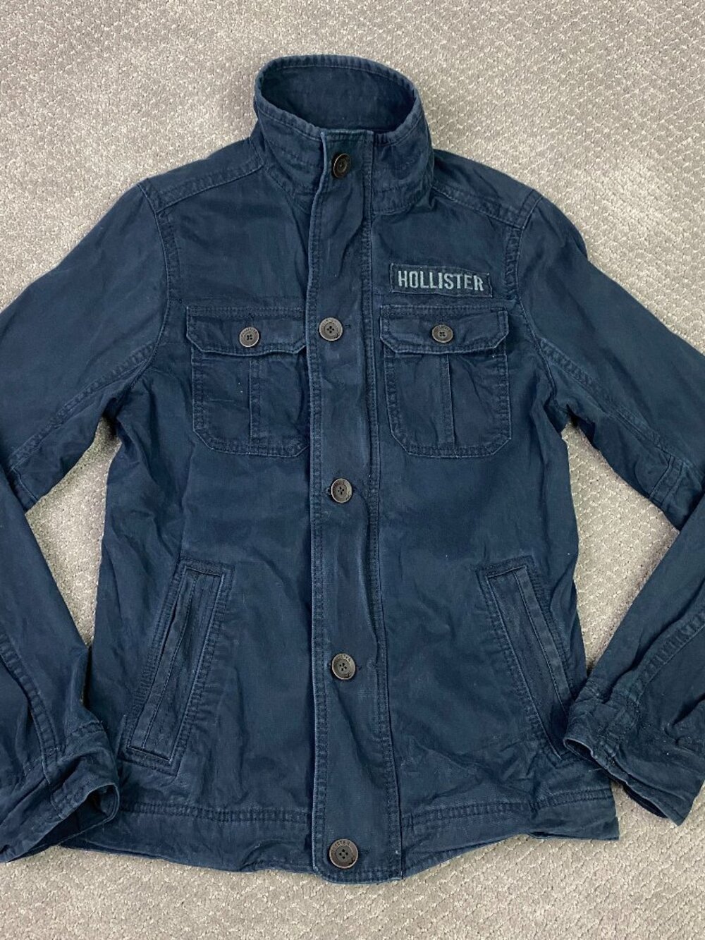 Vintage Hollister Military Jacket Mens Medium Blue Utility Gorpcore Field Y2K 90